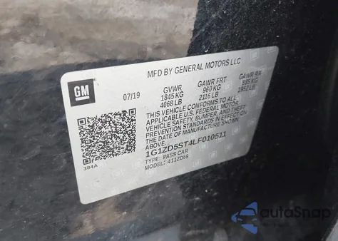 2020 Chevrolet Malibu Fwd Lt from USA, damaged, VIN 1G1ZD5ST4LF010511